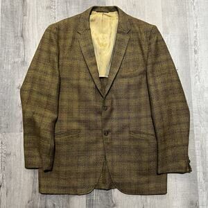 VTG 60s/70s CAMPUS Sportswear Textured Tweed Weave Olive Green Blazer Sport Coat